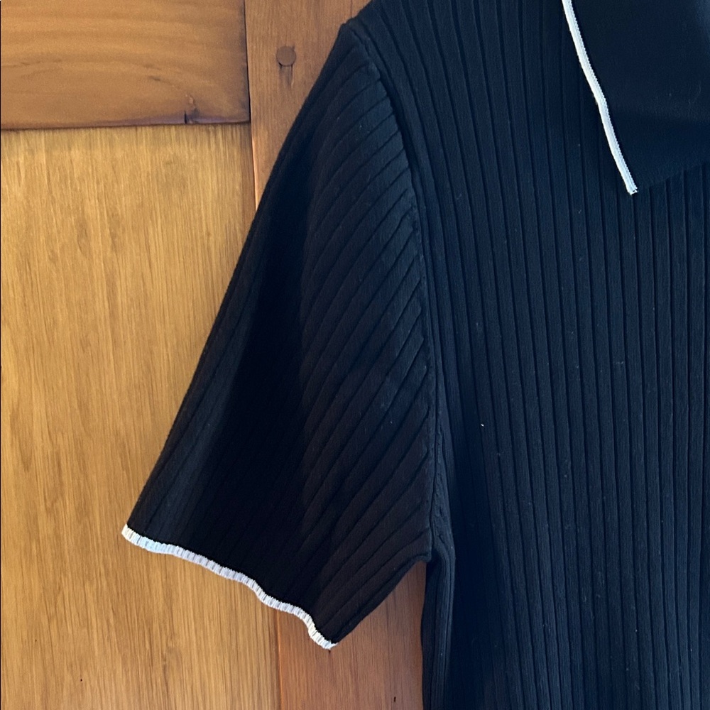 Classic Black Polo Dress with White Accents - Picture 4 of 7